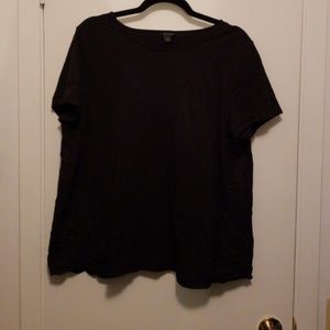 Eyelet back mixed media tee